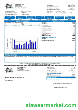USA Texas Grand Prairie business utility bill template in Word and PDF formats